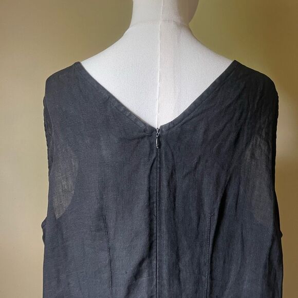 Vintage Mosato Linen Maxi Dress 3X Black Gold Embroidered Abstract Woman Art - Picture 5 of 9